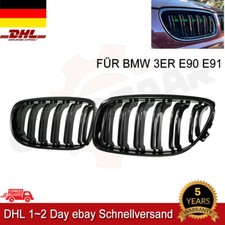 Nieren Grill Kühlergrill Glanz Schwarz Doppelsteg Für BMW 3er E90 E91 2008-12