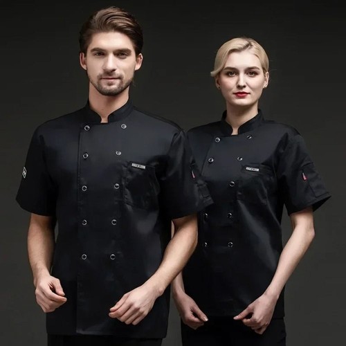 Unisex Mesh Sleeve Chef Coat Jacket Restaurant Hotel Cook Short Clothes Uniform - Picture 16 of 33