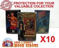 10x VHS MOVIE CARDBOARD BIG BOX SIZE D CLEAR PLASTIC PROTECTIVE BOX PROTECTORS