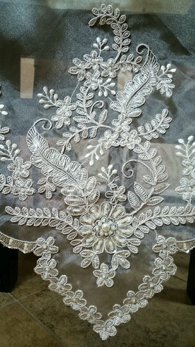 54x72" Handmade Beaded Pearl Sheer Embroidery Tablecloth Napkins Bridal Wedding - Picture 6 of 7