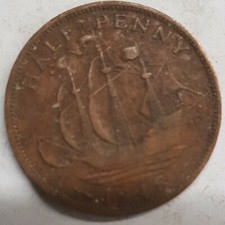 Old Coin 1948 Ship Halfpenny British