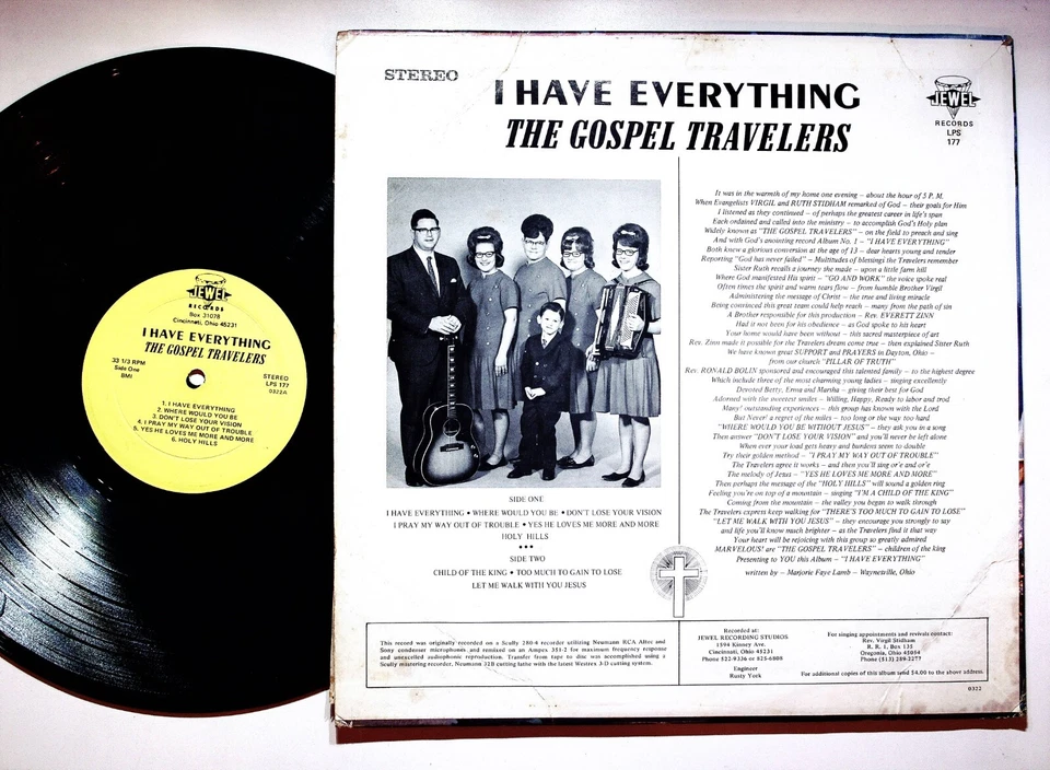 Gospel Travelers I Have Everything LP Jewel LPS 177 Rare Southern Gospel — 第 2/2 张图片