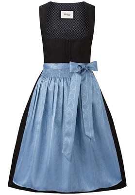 Stockerpoint Dirndl Zita 70cm Länge schwarz blau Mididirndl Bedienungsdirndl 