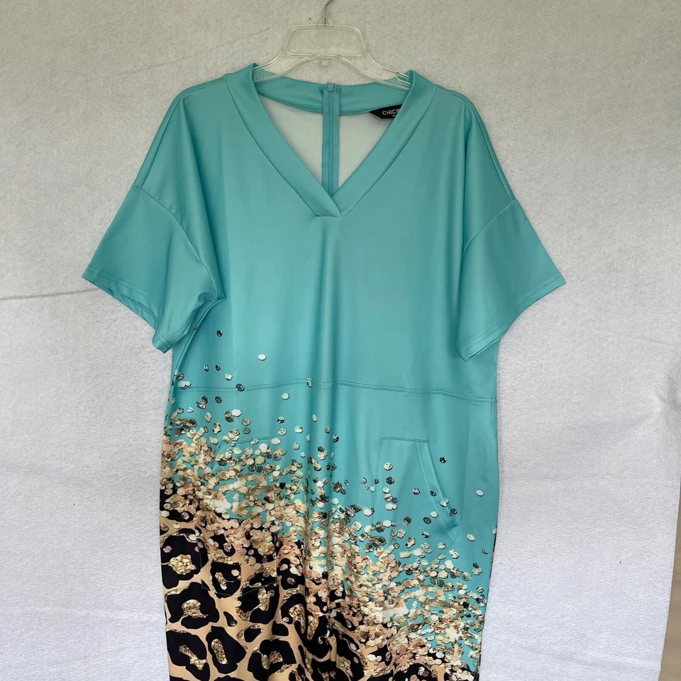 Mono Chic Me para mujer talla 1XL bolsillos cuello en V una pieza azul elástico Foto 2 de 4