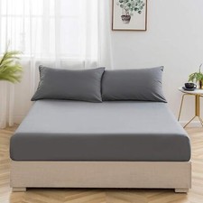 Image of 40CM FITTED SHEET 100% EGYPTIAN COTTON BED SHEETS SINGLE DOUBLE SUPER KING SIZE