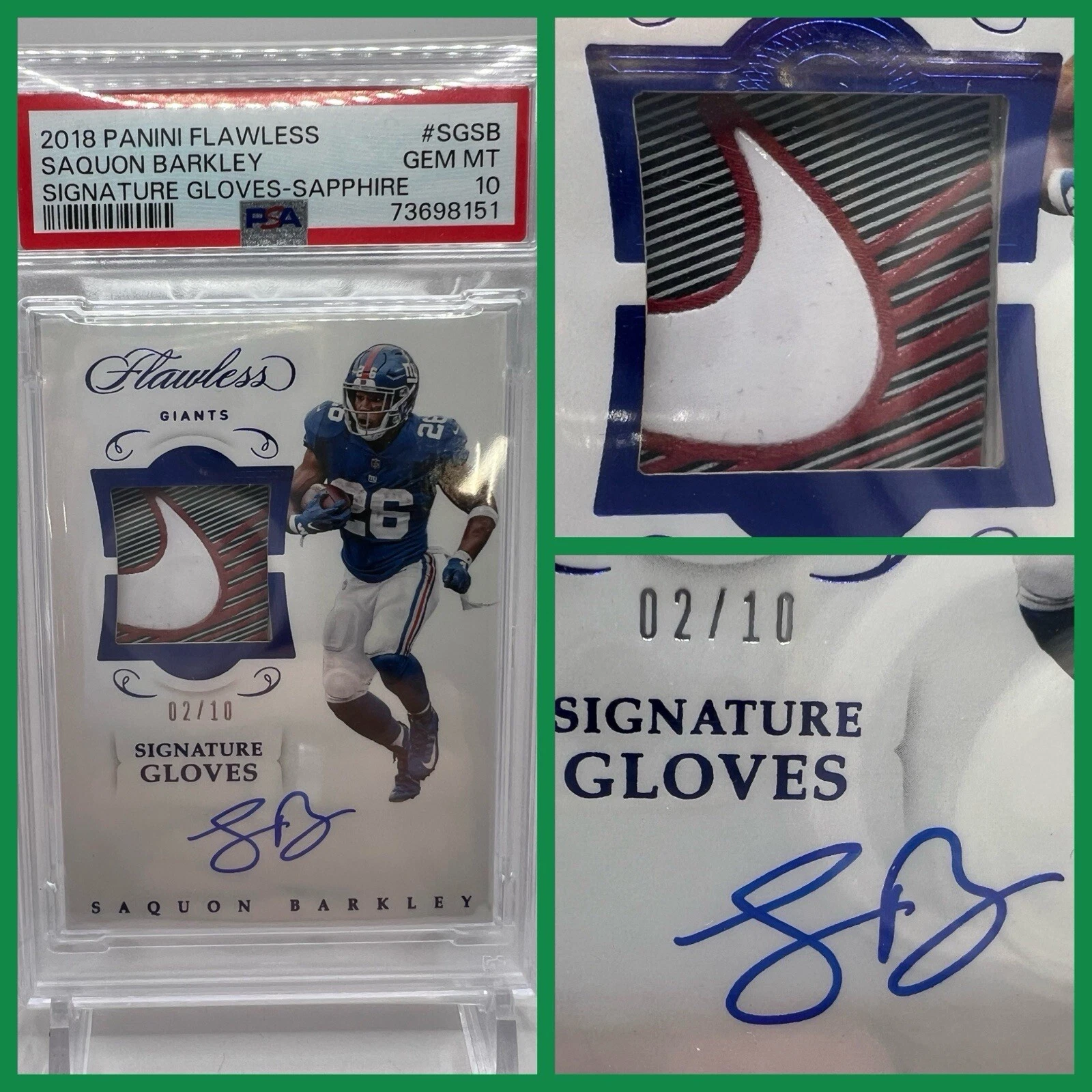 Saquon Barkley Panini Flawless Signature Gloves #SGSB Sapphire