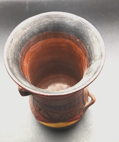 BEAUTIFUL AMERICAN NATIVE EARTHENWARE VASE, IN EARTH TONES, MARKED 1953 v/g - Picture 5 of 7