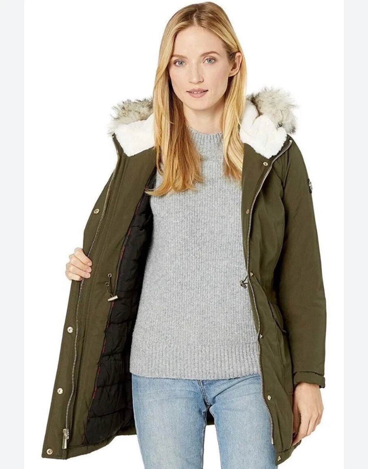 Cappotto MICHAEL Michael Kors con cappuccio pelliccia chiusura a scatto davanti Polyfill Anorak Parka medio