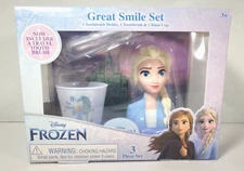 Disney Frozen Elsa Great Smile Set 3 Piece Toothbrush Rinse Cup & Holder Set NEW