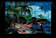 Central Africa 2001 - Birds - Sheet of 9 Stamps - Scott #1408 - MNH
