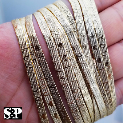 herringbone chain engraved 4mm 14k gold necklace plated unisex couple