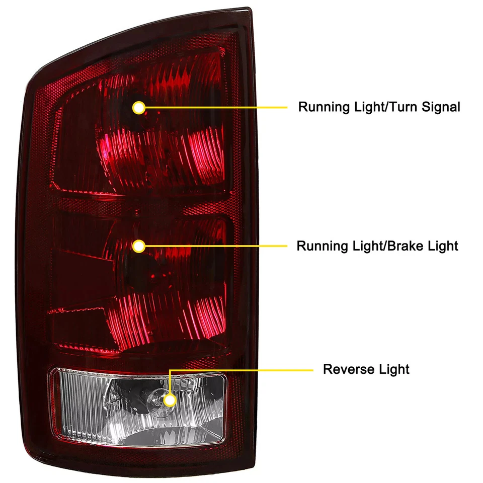 Pair Red Smoked Tail Lights w/Bulbs For 2002-2006 Dodge Ram 1500 03-06 2500 3500 - Image 3 of 4