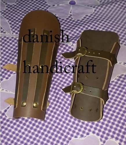 Vintage style arm guard leather forearm bracers pair new arm guards - 第 6/12 張圖片