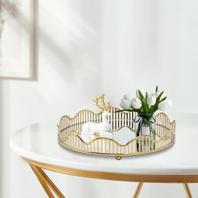 Metal Decorative Gold Mirror Tray Perfume Tray Mirror Vanity Tray Dresser  Tray | eBay