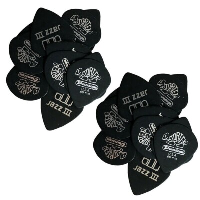 Dunlop Guitar Picks 24 Pack Tortex Pitch Black Jazz .60mm 482P.60