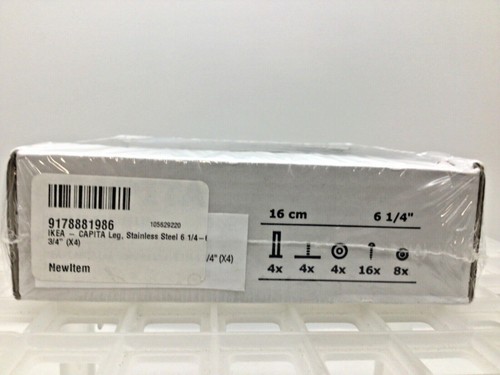 Set of 4 IKEA Capita Cabinet Legs Stainless Steel 6-1/4 to 6-3/4 in. Adjustable - Picture 2 of 3
