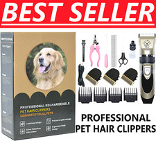 Dog Cat Pet Grooming Kit Rechargeable Cordless Electric Hair Clipper Trimmer Set