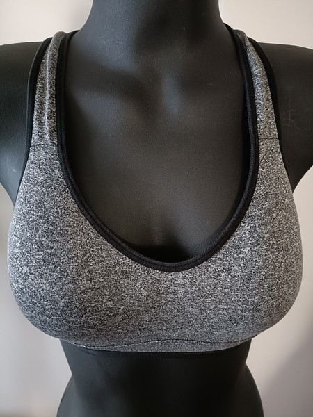 COTTON ON Body Sports Bra 12B Grey Marle Racerback Scoop Neck Gym Crop Top 64024