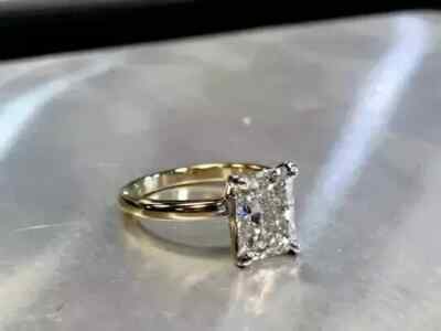 14K Yellow Gold Plated 4.00Ct Radiant Cut Moissanite Solitaire Engagement Ring