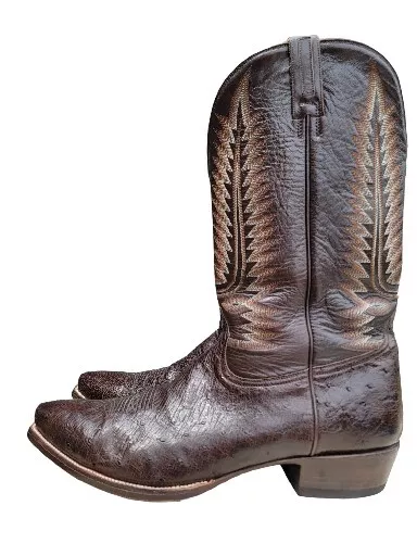 M.L. Leddy Vaquero Mens Cowboy Boot Size 14 D Brown Ostrich Snip