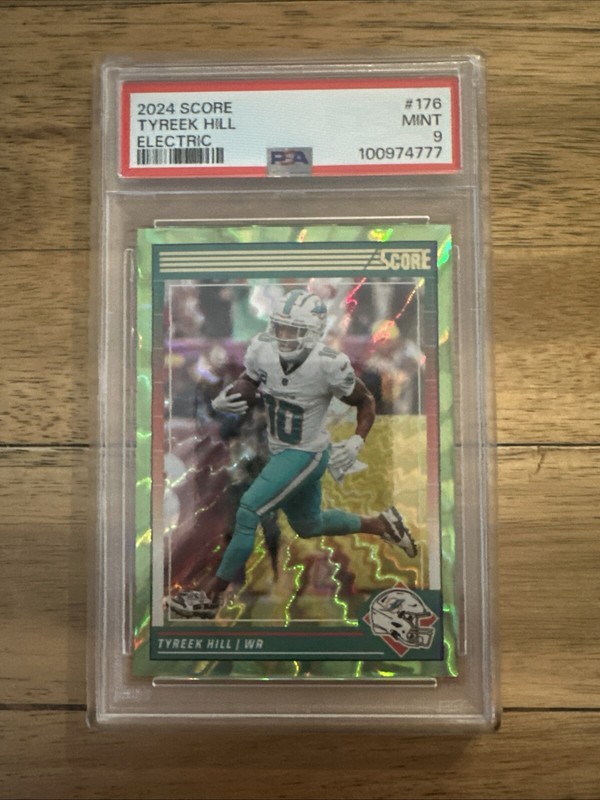 2024 Score Green Electric /99 Tyreek Hill  Miami Dolphins SP #176 PSA 9 POP 1