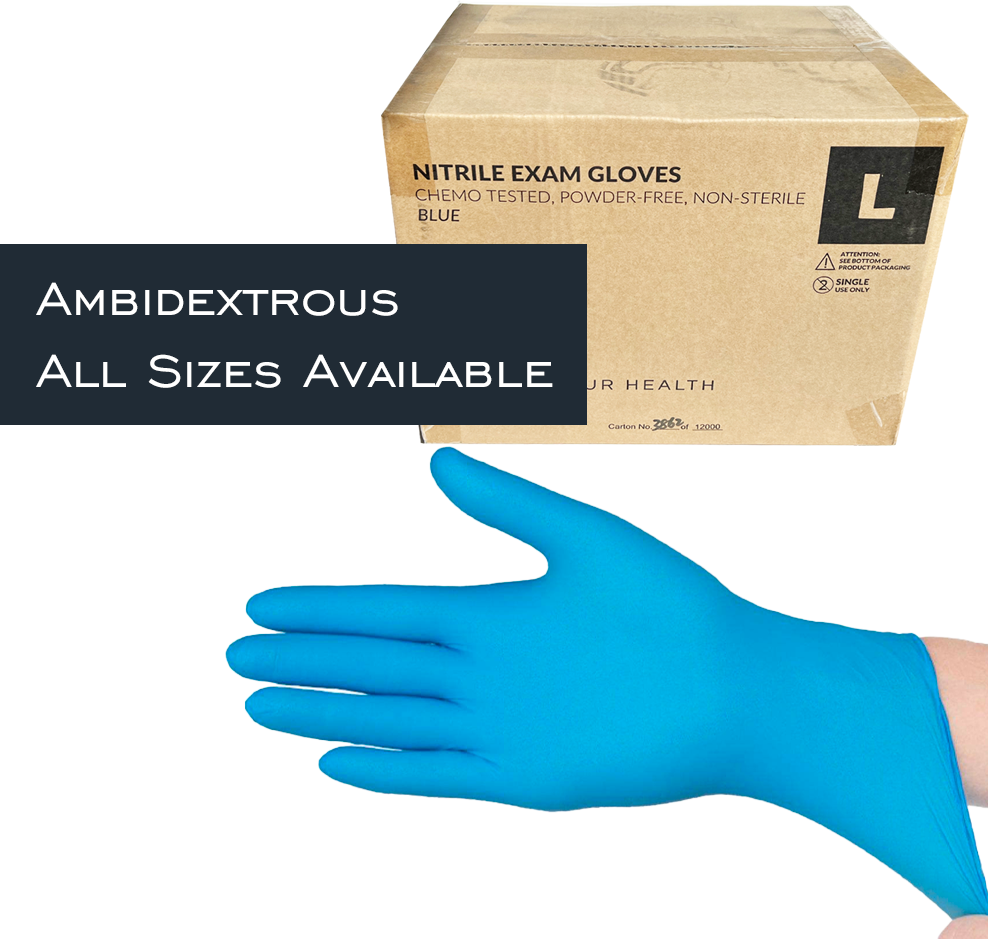 Blue Nitrile Exam Gloves Chemo Tested Powder Free, 5 mil 100 pcs
