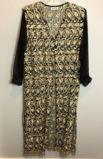 Sheer Evening Duster Lounge Robe Embroidered Gold Black Whimsigoth Med/large EUC