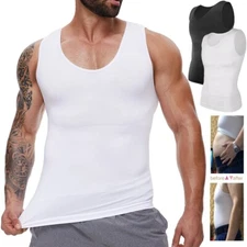 Mens Slimming Body Shaper Tummy Control Vest Workout Tank Tops Compression Shirt