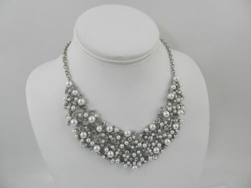 I.N.C. INTERNATIONAL CONCEPTS  Crystal & Imitation Pearl Cluster  Necklace - Picture 1 of 4