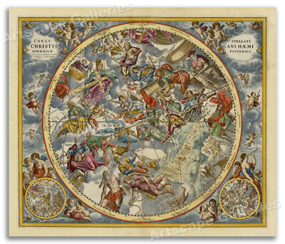 1660 Andreas Cellarius Celestial Chart - Plate 23 Harmonia Macrocosmica - 16x20