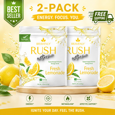 x2 PACK BRAVENLY Fresh Lemonade Rush Extreme Bulk Powder 28 Servings(x2) - NEW!!
