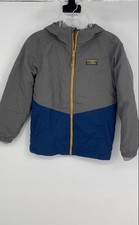 L.L. Bean Boys Gray Blue Colorblock Long Sleeve Fleece Jacket Size M 10-12