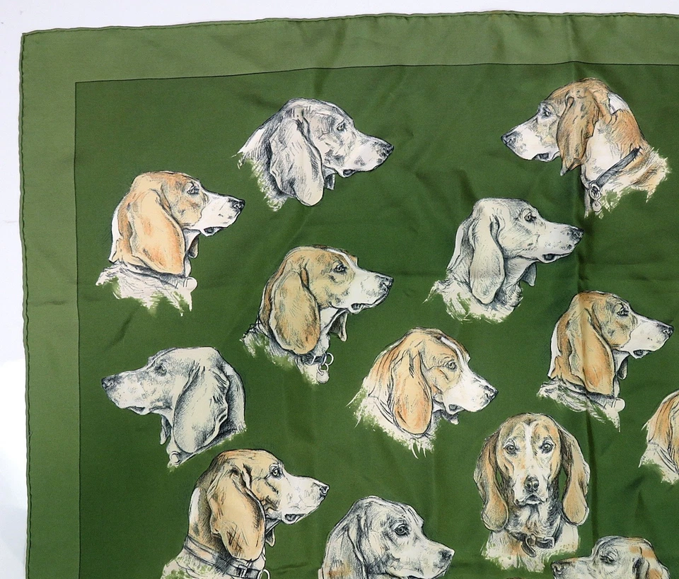 Auténtica bufanda HERMES "MONARCH" verde 100 % seda #62051B Foto 4 de 4