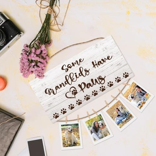 Grandma Grandpa Dog Gifts Picture Frame Photo Holder for Wall, Grandkids01