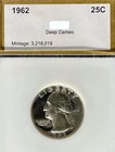 1962 Washington Silver Quarter 25C, Premium Proof Deep Cameo (DCAM)