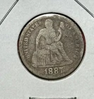 1887 US Seated LIBERTY SILVER Dime! "LIBERTY" Shows! FINE Details! Old Coin!