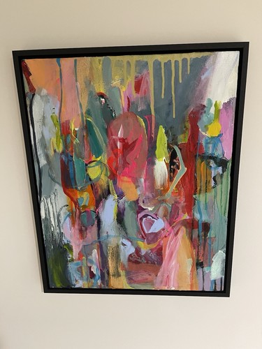 Original Abstract Acrylic Painting 40x50cm in Black Wood Frame Jennifer Day - Picture 9 of 18