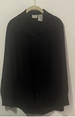 White Stag Plus Vintage Y2K Black Faux Suede Button Down Shirt Jacket Woman 16W