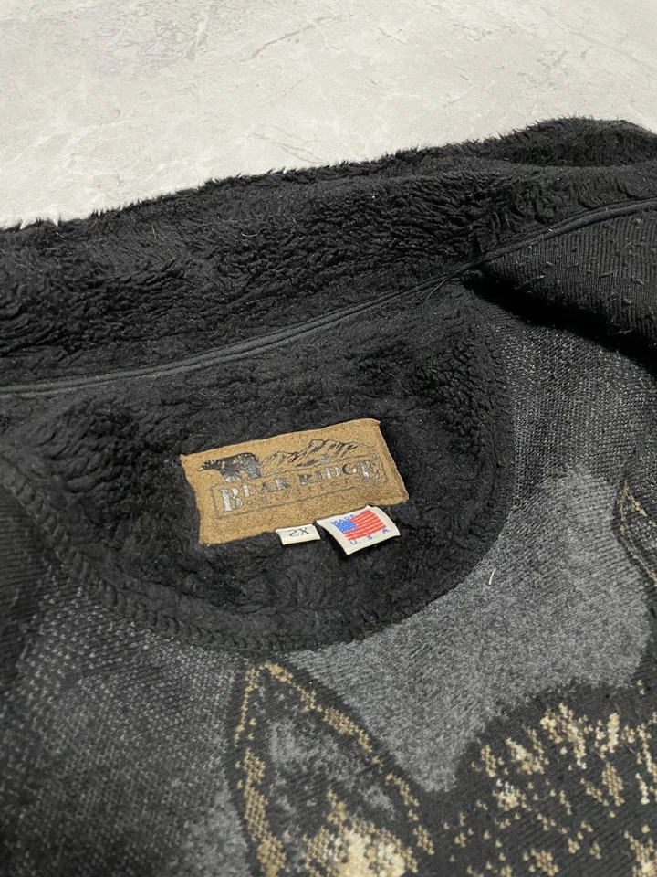 Wolves All Over Print Forest Fleece Zip Up Jacket Made In USA - Image 2 of 4