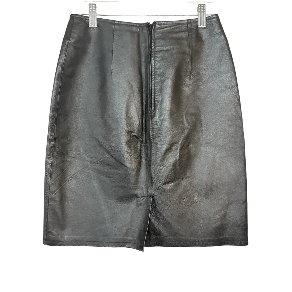 Vintage Y2K David Benjamin Women 6 Skirt Leather Pencil Lined Biker Grunge Goth - Image 3 of 4