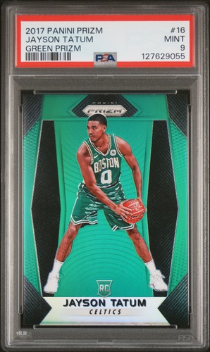2017 PANINI PRIZM GREEN PRIZM #16 JAYSON TATUM ROOKIE RC PSA 9
