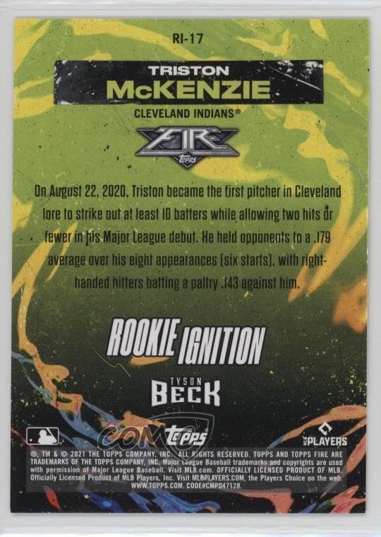 2021 Topps Fire Rookie Ignition Triston McKenzie #RI-17 RC b4d | eBay