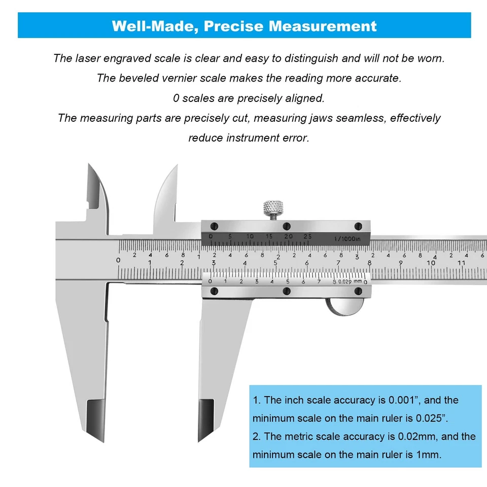 ZLKSKER 8 Inch / 20 cm Micrometer Vernier Caliper, Stainless Steel Precision... - Image 3 of 4
