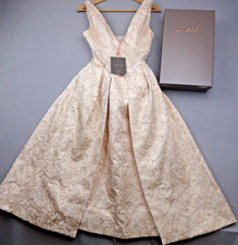 House Of CB Dress Womens Small Ivory Jacquard Pockets Prom Bridal BNWT Occasion