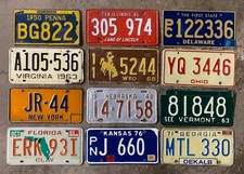 Vintage Craft Mixed State Decorator Flea Market License Plate Lot 1949 to 1999