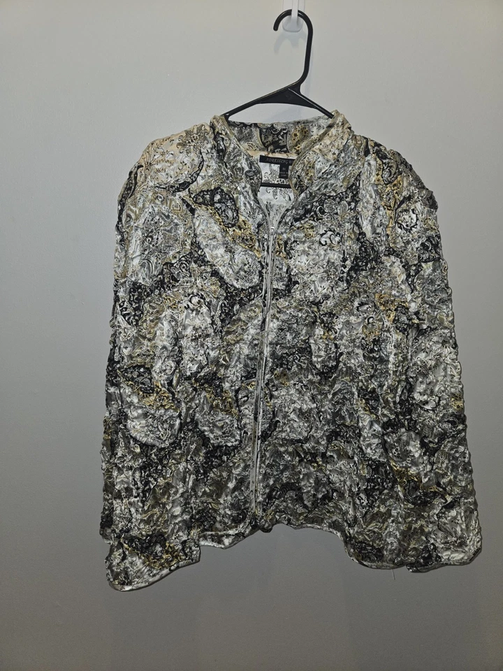 Adressing Woman Bunche and Sequin Zip Long Sleeve Jacket Plus Size 3X - Image 2 of 4