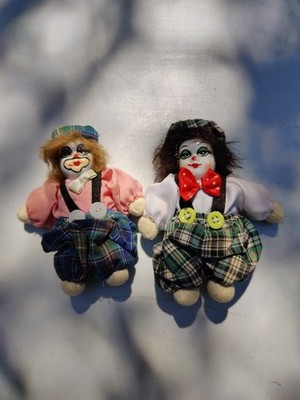 Vintage Small Clown Bean Bag Dolls  Porcelain Face (2)