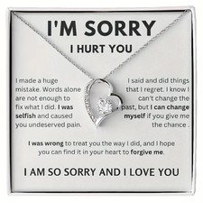 I'm Sorry Silver Heart Necklace gift Apology  forgiveness Gift for Her