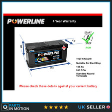 AGM Battery fits BMW X4 F26, G02 2.0 3.0 2.0D 3.0D 2014 on Stop Start 020 AGM