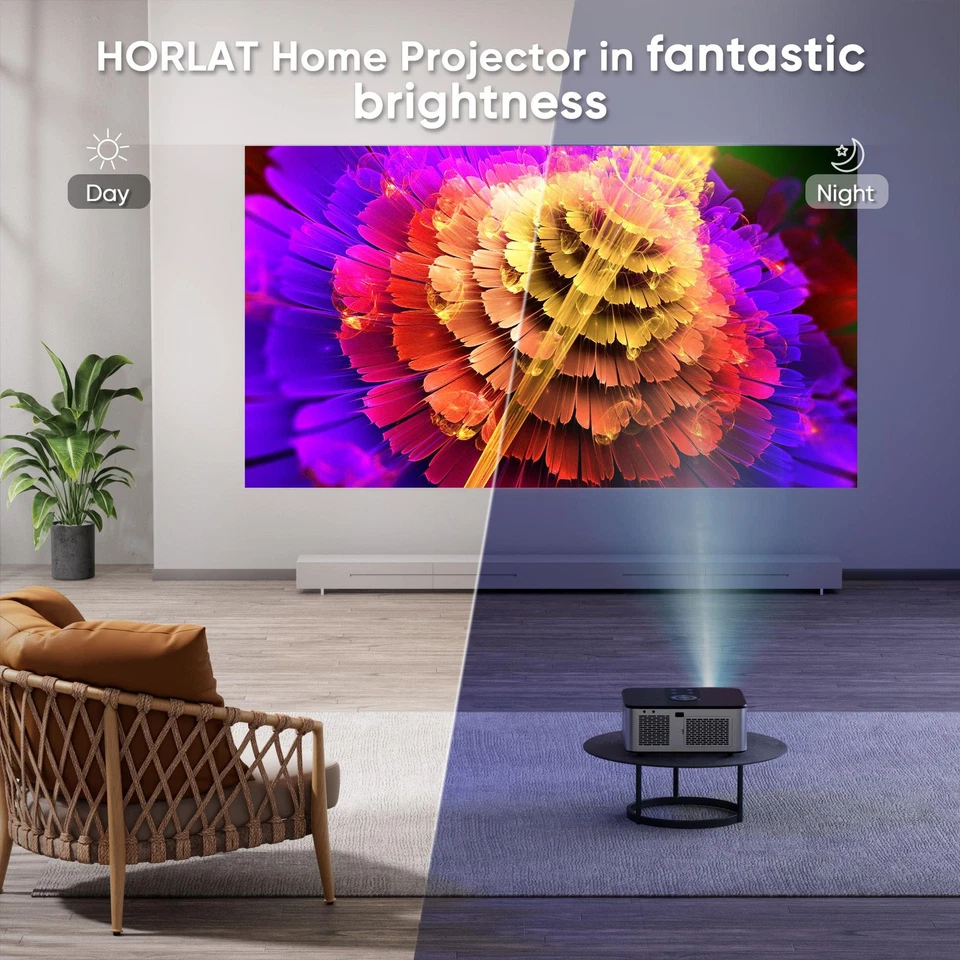 Horlat T3n 35000lumens Android 12 4k Beamer Projector Full Hd 1080p 8k Video Aud - Image 4 of 4
